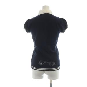 BURBERRY BLUE LABEL ニットポロシャツ カットソー 半袖 ロゴ 38 S 紺 ネイビー GY14 /MQ