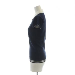BURBERRY BLUE LABEL ニットポロシャツ カットソー 半袖 ロゴ 38 S 紺 ネイビー GY14 /MQ