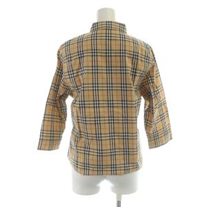 BURBERRY LONDON ノバチェックシャツ 七分袖 ステンカラー ロゴ M 茶 ブラウン GY14 /MQ