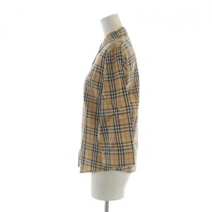 BURBERRY LONDON ノバチェックシャツ 七分袖 ステンカラー ロゴ M 茶 ブラウン GY14 /MQ