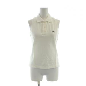 ノースリーブ ポロシャツ カットソー 半袖 ロゴ 38 S 白 ホワイト GY14 /MQ