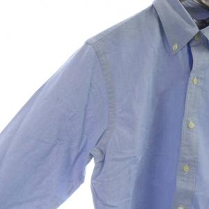 RALPH LAUREN ボタンダウンシャツ 長袖 シャンブレー ステンカラー ロゴ S 青 ブルー GY14 /MQ