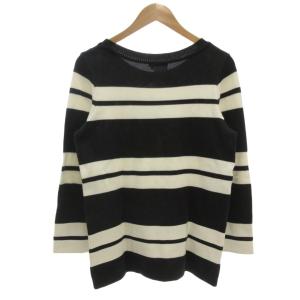 Salvatore Ferragamo コットンニット セーター 長袖 ボーダー S 白 ホワイト 黒 ブラック /GV GY14