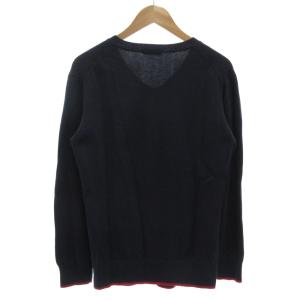 BURBERRY BLACK LABEL コットンニット セーター Vネック 長袖 ウール混 3 紺 ネイビー ピンク /GV GY14