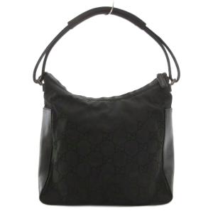 GUCCI 001 3770 ハンドバッグ ワンショルダー GG柄 ナイロン レザー ブラック