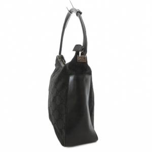 GUCCI 001 3770 ハンドバッグ ワンショルダー GG柄 ナイロン レザー ブラック