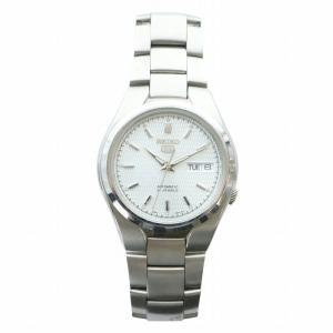 SEIKO ジャンク品 ファイブ 5 腕時計 ウォッチ 自動巻き カレンダー付き デイト ロゴ 白文字盤 シルバー色