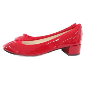 Repetto フラットパンプス バレエシューズ エナメルレザー リボン 40 赤 レッド /JS GY99