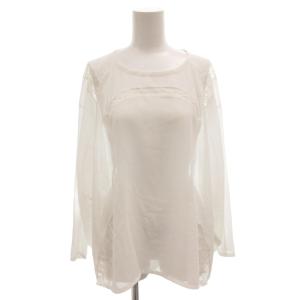 AD2012 カットソー ブラウス レース シアー 長袖 XS 白 ホワイト /FF GY99