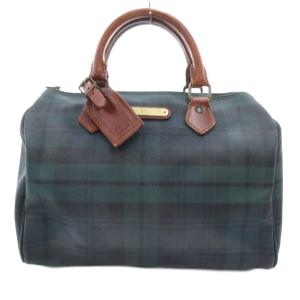 ハンドバッグ ボストンバッグ PVC レザー ブラックウォッチ ロゴ 緑 グリーン 青 ブルー GY18