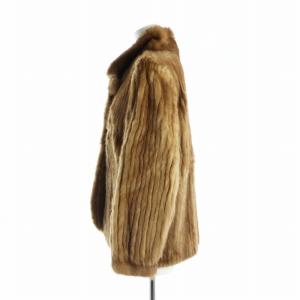 SAGA MINK 銀サガ ELEGANS 毛皮コート ミンクファー ミドル 総裏地 長袖 ネーム刺繍入り 13 LL 茶