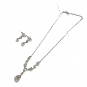 ネックレス ピアス セット アクセサリー 両耳用 ビジュー ティアドロップ シルバー色 GY14 /MQ