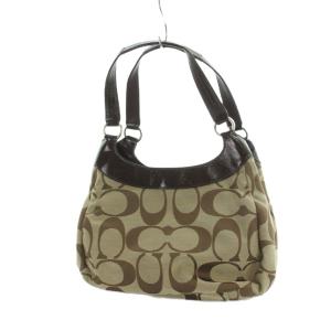 COACH F19445 ハンドバッグ トート シグネチャー ロゴ キャンバス パテントレザー 茶 ブラウン GY14