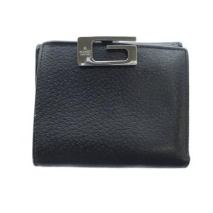 二つ折り財布 ロゴ ウォレット レザー ロゴ 黒 ブラック GY11 /MQ OH