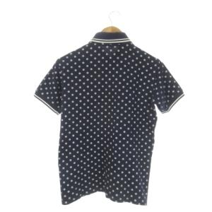 FRED PERRY ポロシャツ M 紺 ネイビー ドット柄 半袖 ロゴ刺繍 /AO19 GY99
