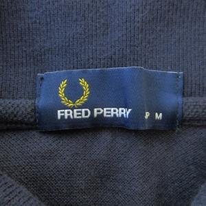 FRED PERRY ポロシャツ M 紺 ネイビー ドット柄 半袖 ロゴ刺繍 /AO19 GY99