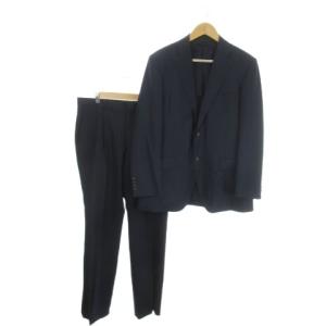 セットアップ シングルスーツ フォーマル AB6 紺 ネイビー ストライプ柄 長袖 2つボタン /AO1