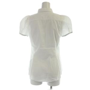 BURBERRY BLUE LABEL シャツ ブラウス 36 白 ホワイト 半袖 襟付き ロゴ刺繍 /KW GY99