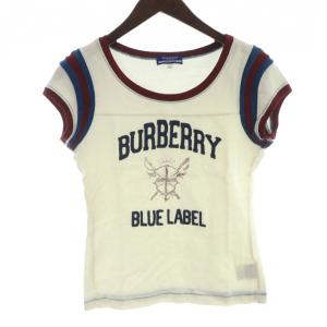 カットソー 38 白 ホワイト マルチカラー フレンチスリーブ ロゴプリント ラインデザイン /KW GY99