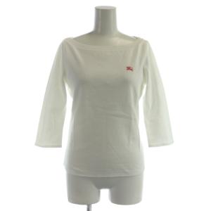 カットソー 38 白 ホワイト ボートネック ロゴ刺繍 七分袖 /KW GY99