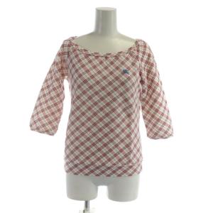 カットソー 38 赤 レッド ピンク チェック柄 ラグランスリーブ 五分袖 七分袖 /KW GY99