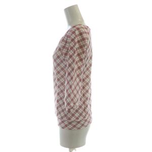 BURBERRY BLUE LABEL カットソー 38 赤 レッド ピンク チェック柄 ラグランスリーブ 五分袖 七分袖 /KW GY99