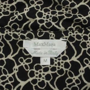 Max Mara 白タグ ブラウス ノースリーブ Vネック 総柄 ストール付き M 黒 ブラック ベージュ /XZ GY99