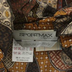 SPORT MAX シャツ ブラウス 絹 シルク 長袖 フリル 総柄 38 茶色 ブラウン /XZ GY99
