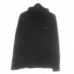 トレールアクションパーカ 長袖 裏起毛 ハイネック ジップアップ ロゴ 刺繍 M 黒 ブラック /XZ