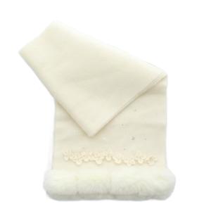 ANTEPRIMA ストール マフラー ファー 花 フラワー ラインストーン パール 白 ホワイト /XZ GY99