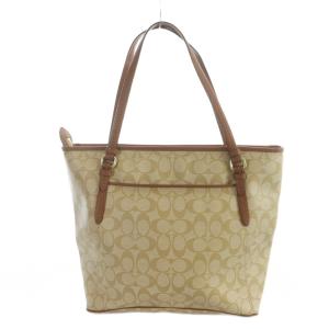 COACH F28365 トートバッグ ハンド ロゴ シグネチャー PVC レザー 茶 ブラウン GY47 /MQ