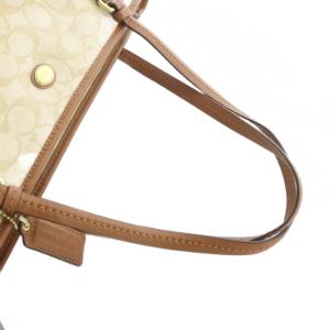 COACH F28365 トートバッグ ハンド ロゴ シグネチャー PVC レザー 茶 ブラウン GY47 /MQ