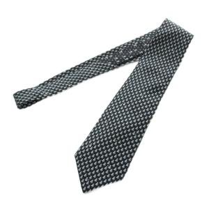 HERMES ネクタイ ワイドタイ 絹 シルク 総柄 ロゴ 黒 ブラック GY47 /MQ OH