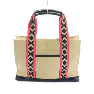 TORY BURCH トートバッグ キャンバス エナメル 切替 アイボリー 紺 ピンク /MI GY47