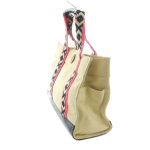 TORY BURCH トートバッグ キャンバス エナメル 切替 アイボリー 紺 ピンク /MI GY47