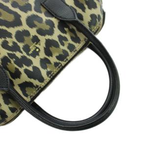 kate spade new york ハンドバッグ ショルダー 2WAY ロゴ レザー レオパード柄 ヒョウ柄 カーキ 黒 ブラック GY47