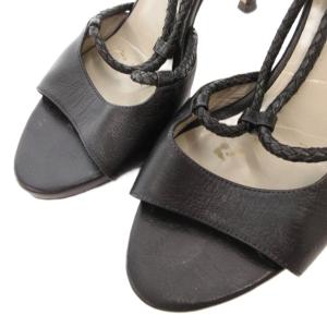 ARMANI COLLEZIONI サンダル レザー ヒール 38 黒 ブラック /FF GY47