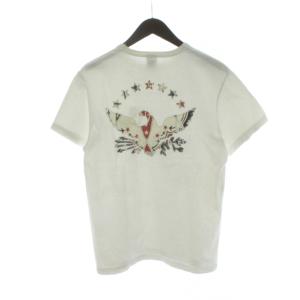 Tシャツ M 白 ホワイト 半袖 鷲 星 モチーフ パッチワーク カットソー /PP GY99