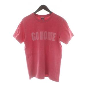 Tシャツ L 赤 レッド 半袖 クルーネック ロゴ バックプリント USED加工 カットソー /PP GY99