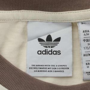 adidas Tシャツ M ベージュ 半袖 ラウンドネック 3本ライン カットソー /PP GY99