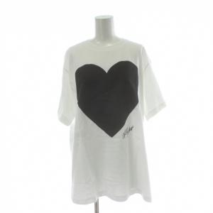 タグ付き Tシャツ F 白 ホワイト 半袖 ハートプリント クルーネック カットソー /PP GY99