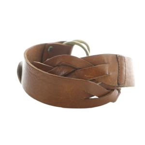 RALPH LAUREN ベルト レザー 編み込み ロゴ XS 茶 ブラウン GY99 /MQ