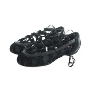 レースアップシューズ 靴 リボン 24cm 黒 ブラック GY99 /MQ