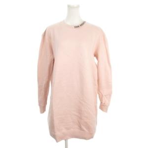 ワンピース スウェット ミニ 長袖 裏起毛 ロゴ アウトドアウェア S/P ピンク /AH28 GY99