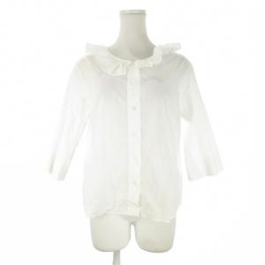 シャツ ブラウス 2 白 ホワイト フリルネック 七分袖 /CK23 GY99