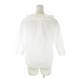 MARGARET HOWELL シャツ ブラウス 2 白 ホワイト フリルネック 七分袖 /CK23 GY99