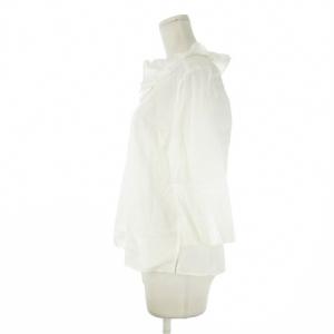 MARGARET HOWELL シャツ ブラウス 2 白 ホワイト フリルネック 七分袖 /CK23 GY99