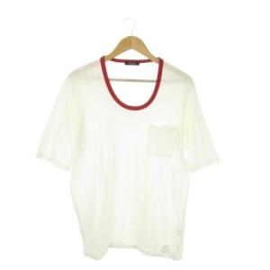 Tシャツ 3 白 アイボリー 赤 レッド ラウンドネック 半袖 胸ポケット /CK19 GY99