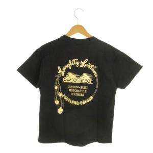 Tシャツ カットソー S 黒 ブラック ヘンリーネック ロゴプリント 半袖 /MN8 GY99