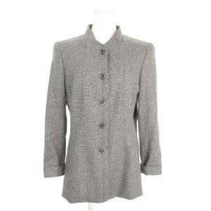ジャケット 上着 カシミヤ 36 グレー 織り柄 スタンドカラー 長袖 /AH19 GY99